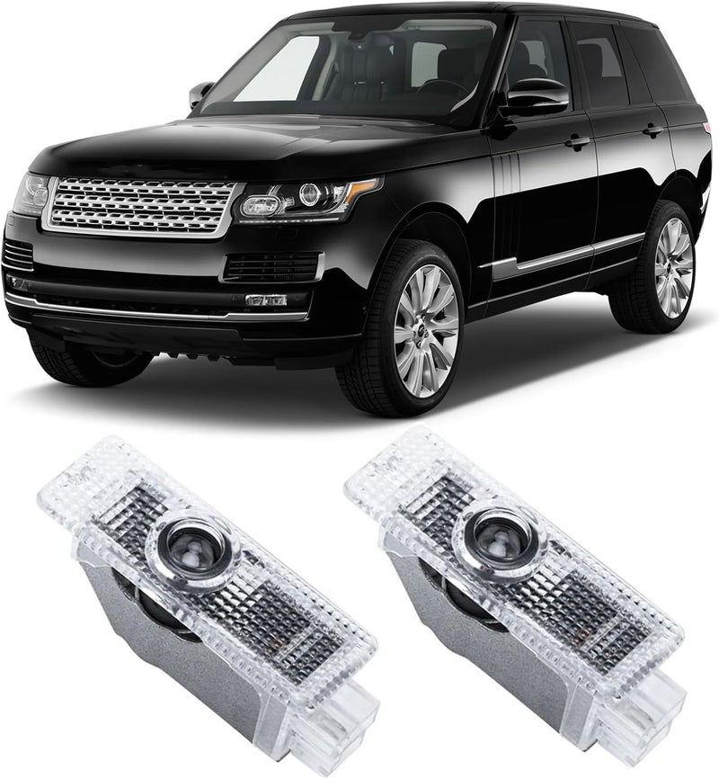 TFSOTLY 2 Pcs Never Fade Door Light Logo, Projection Ghost Shadow Welcome Puddle Light Compatible with Range Rover 2010-2022 Accessories (Black & White) - Image 1